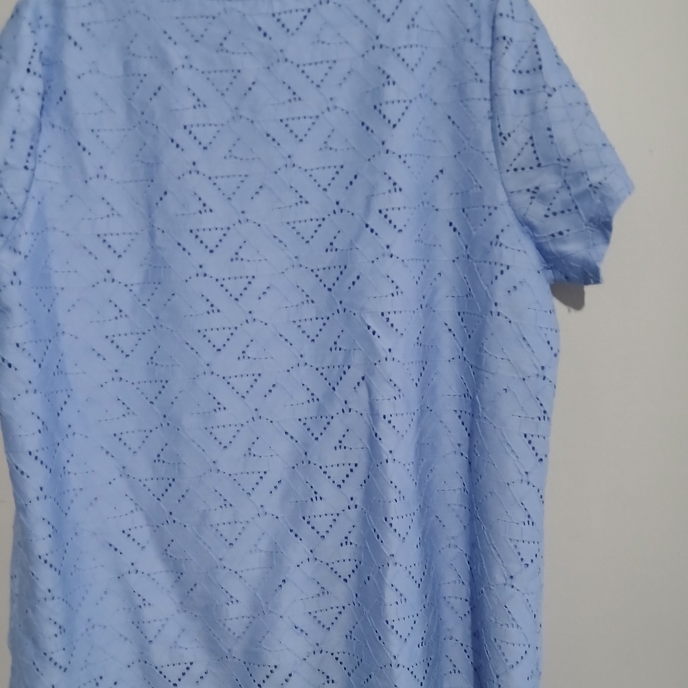 Liz Claiborne Light Blue Beautiful Short Sleeve Lined Top. Size XL - Picture 8 of 11
